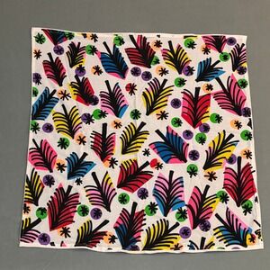 Lush Knot Wrap Organic Cotton Scarf Abstract Palm Print Multi Color 27.5 "